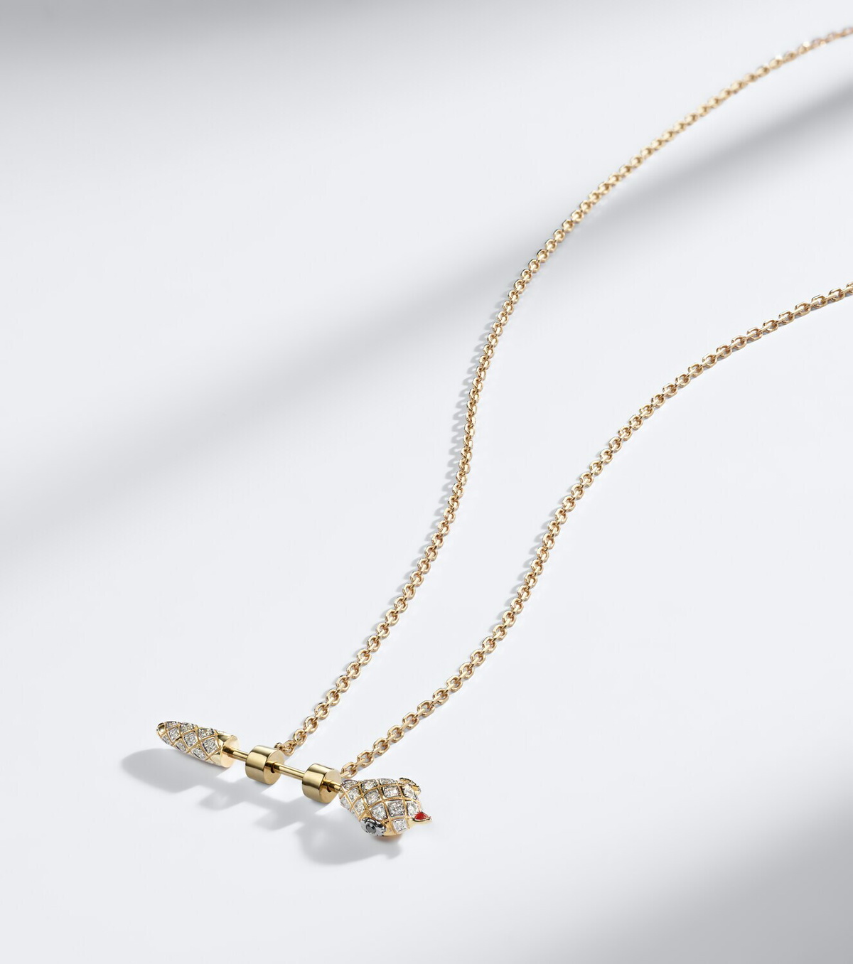 Yvonne Léon Python 9kt gold and enamel pendant necklace with diamonds