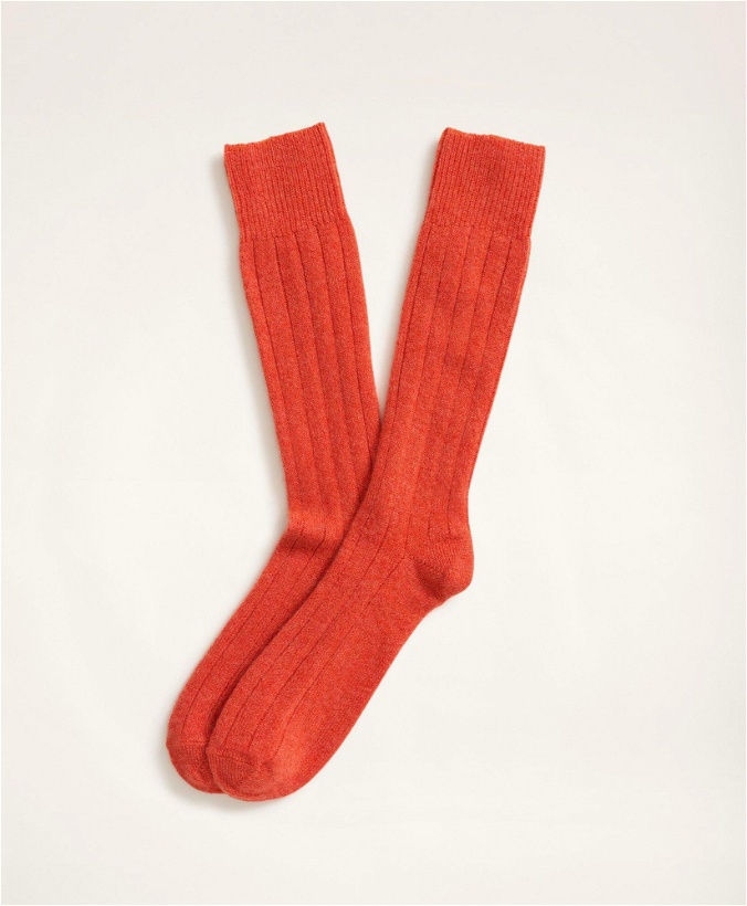 Photo: Brooks Brothers Men's Cashmere Crew Socks | Bright Orange