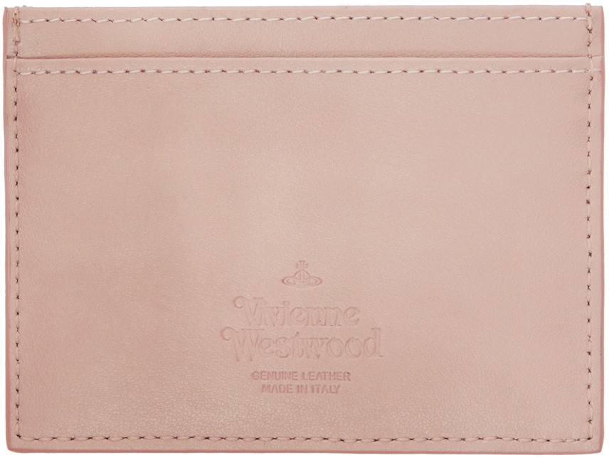 【VIVIENNE WESTWOOD】Orb Logo Leather Card Holder Pink Vivienne Westwood Slim Orb Cardholder, Small Leather Goods