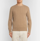 Brunello Cucinelli - Contrast-Tipped Cable-Knit Cashmere Sweater - Men - Beige