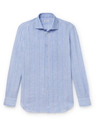 KITON - Striped Linen Shirt - Blue