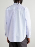 WTAPS - Button Down-Collar Logo-Appliquéd Panelled Striped COOLMAX® Shirt - Blue