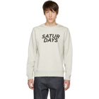 Saturdays NYC Grey Bowery Gothic Italic Crewneck Sweater