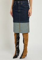Khaite Kilian Turn-up hem Denim Skirt Indigo