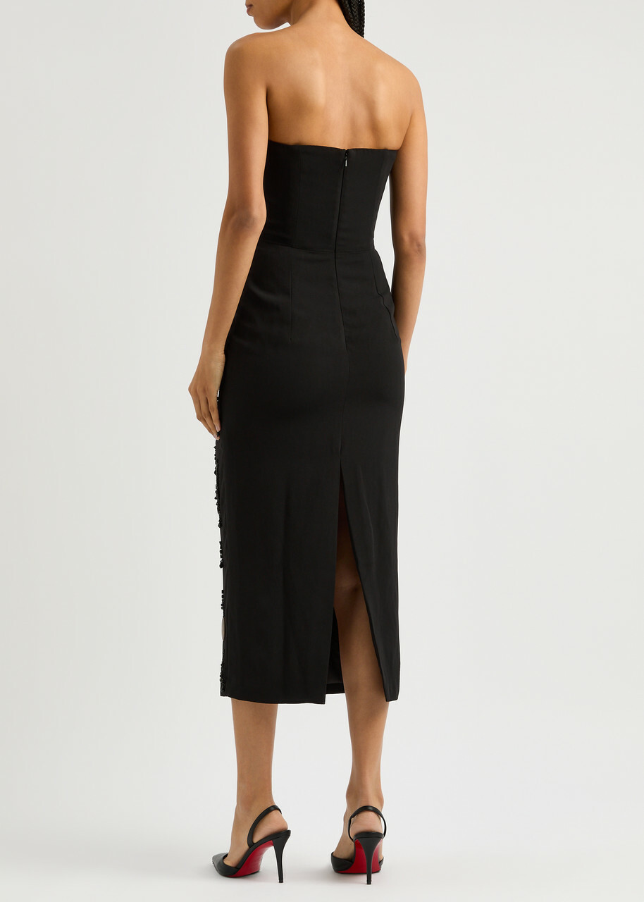 16 Arlington Minelli Bead-embellished Midi Dress Black