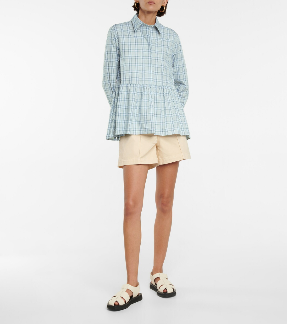 Victoria Victoria Beckham - Checked peplum shirt