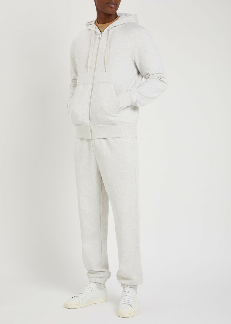 Boss Spence Hooded Cotton Sweatshirt Ecru