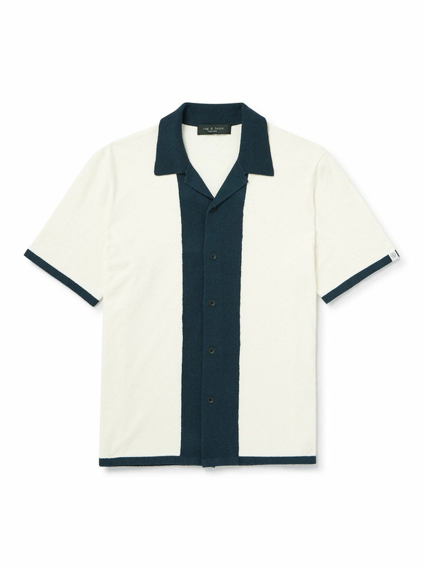 Photo: Rag & Bone - Avery Camp-Collar Colour-Block Cotton-Blend Terry Shirt - Neutrals