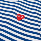 Comme des Garçons Play Men's Long Sleeve Heart Stripe Logo T-Shirt in Blue/White