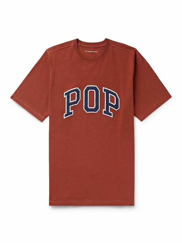 Photo: Pop Trading Company - Arch Logo-Appliquéd Cotton-Jersey T-Shirt - Red