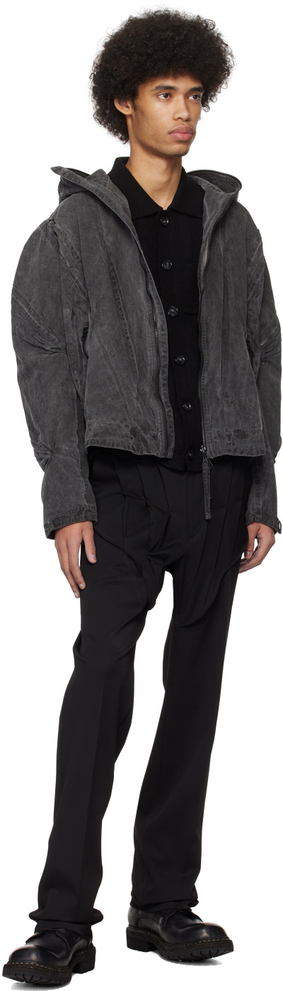 Juntae Kim Black Gather-Slashed Denim Jacket