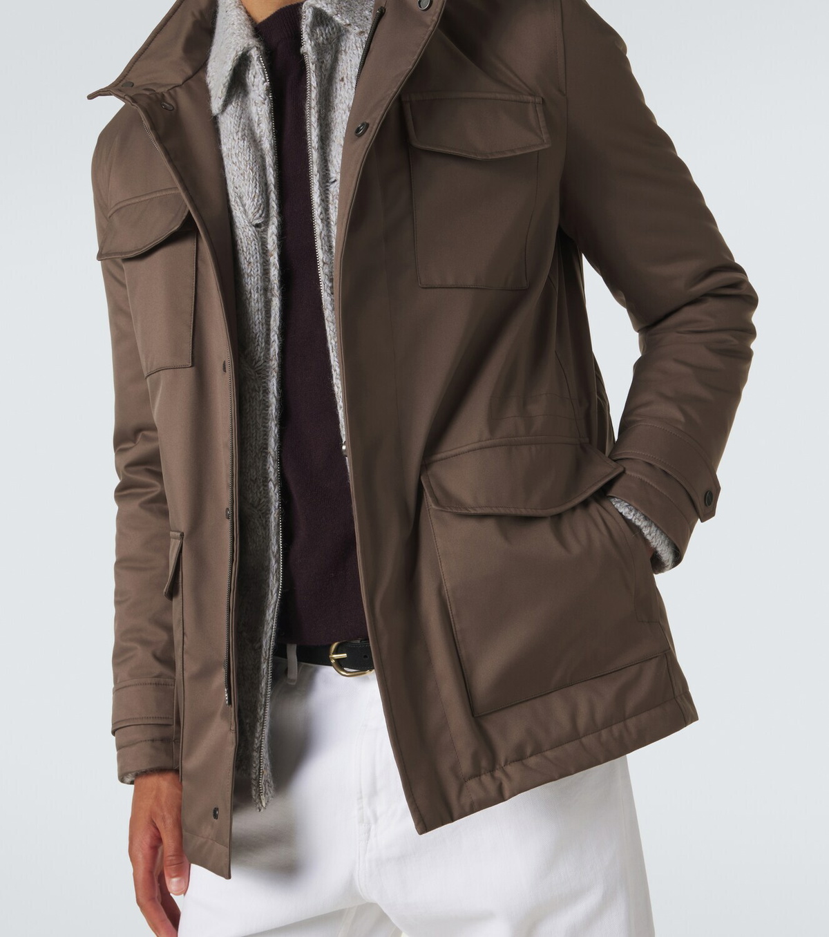 Kiton Suede-trimmed technical jacket