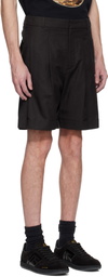 Balmain Black Pleated Bermuda Shorts