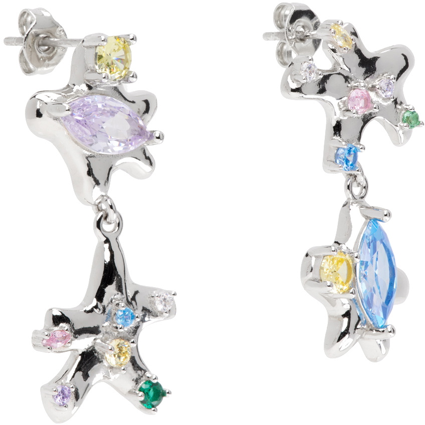 Collina Strada Silver Party Mix Star Dangle Earrings