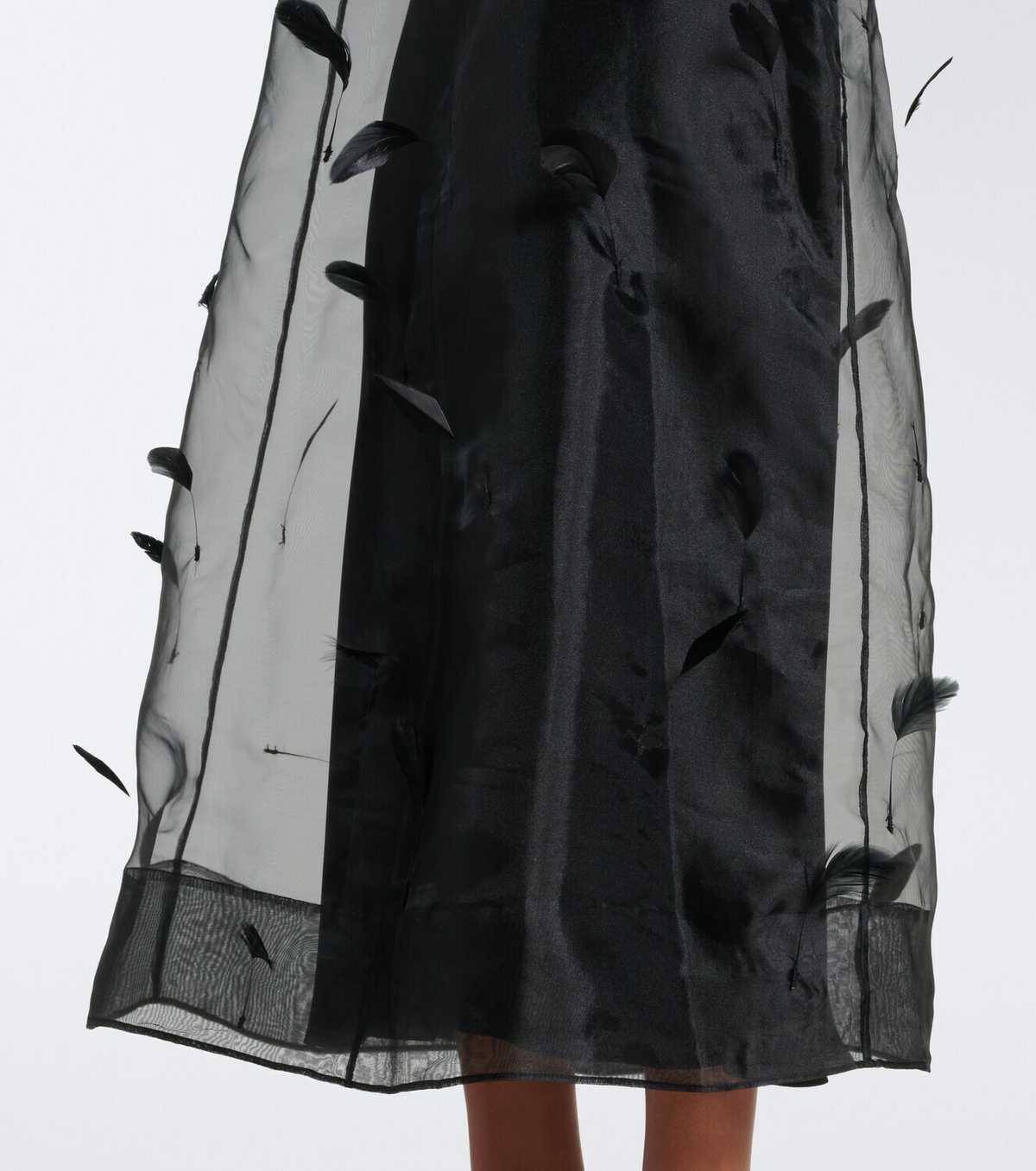 Simkhai Pauline feather-trimmed organza midi dress