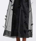 Simkhai Pauline feather-trimmed organza midi dress