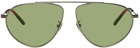 Gucci Silver & Green Striped Aviator Sunglasses