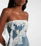 Blumarine Lace-trimmed denim minidress