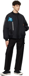 UNDERCOVER Black Appliqué Bomber Jacket