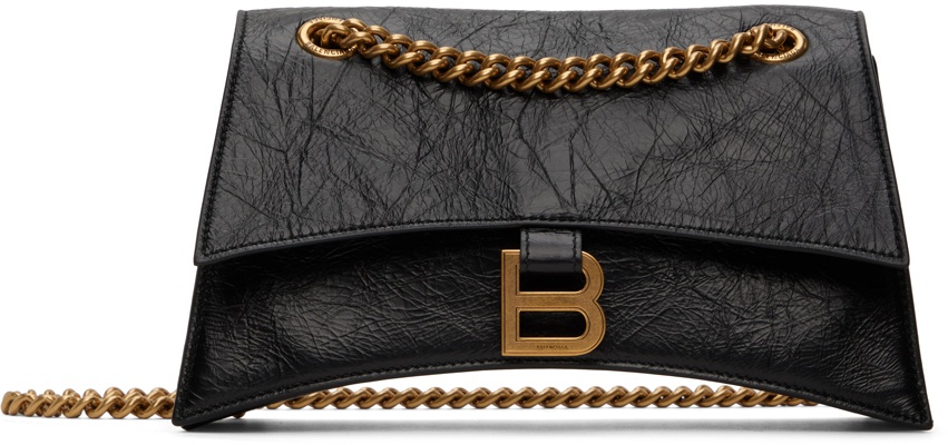 Balenciaga Bb Small Crinkled-leather Shoulder Bag in Black