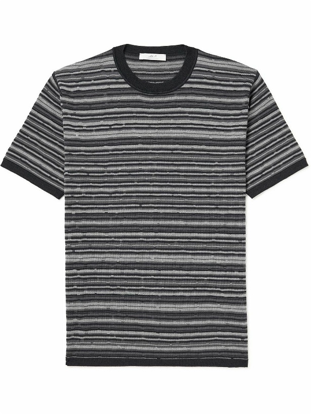 Photo: Mr P. - Striped Merino Wool T-Shirt - Gray