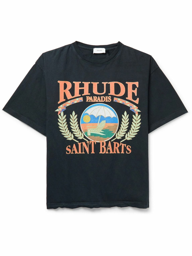 Photo: Rhude - St. Barts Logo-Print Cotton-Jersey T-Shirt - Black
