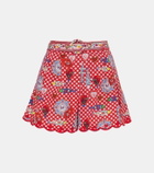 Camilla Printed scalloped cotton shorts