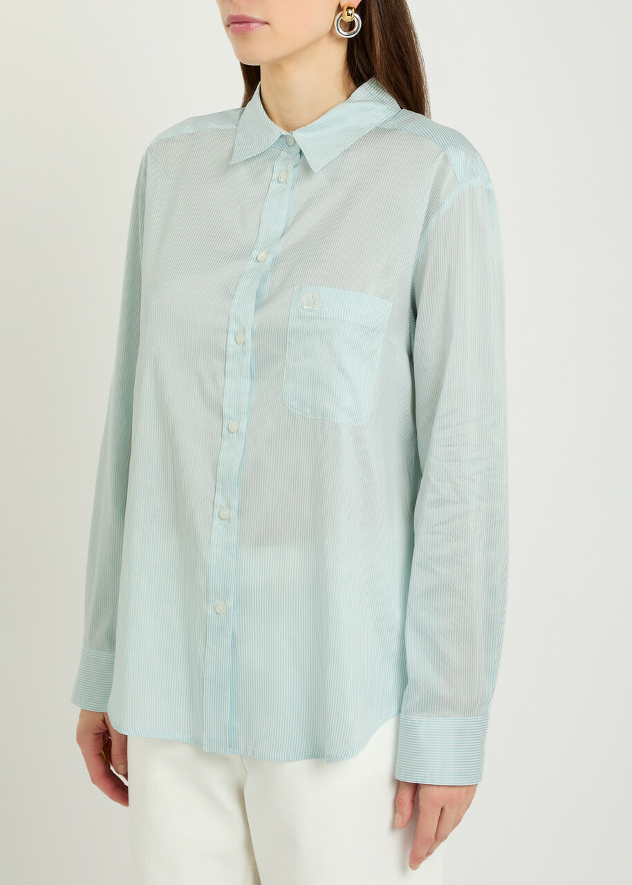 Blaze Milano Anabas Pinstripe Silk and Cotton-blend Shirt Light Blue