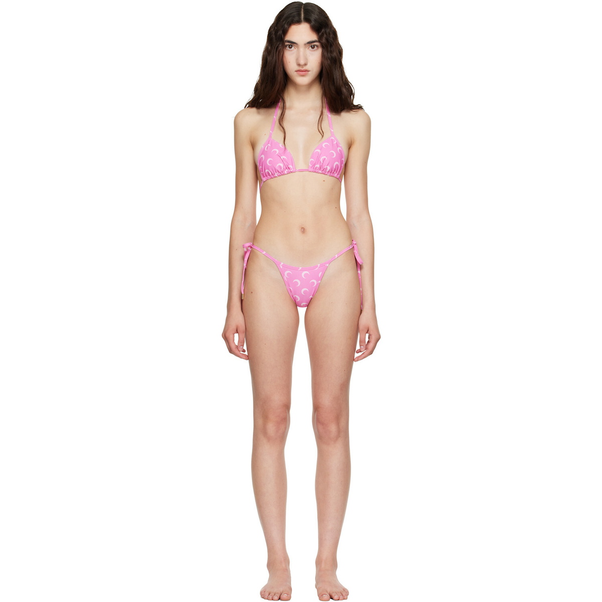 Marine Serre Pink Moon Printed Jersey Bikini