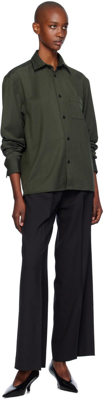 Filippa K Green Boxy Wool Twill Shirt