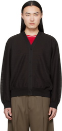 ssstein Brown Slub Cotton Knit Cardigan
