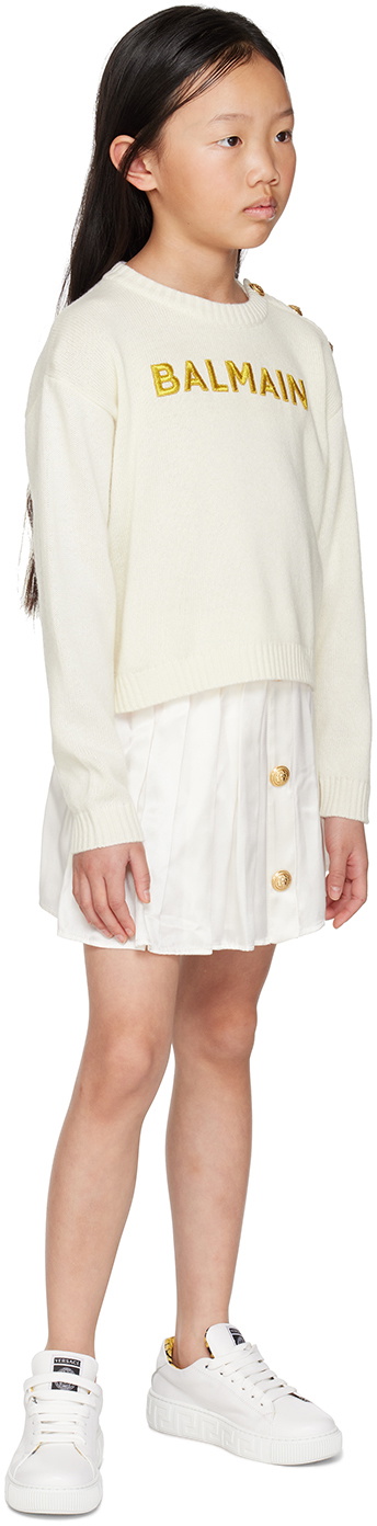 Balmain Kids White Embroidered Sweater