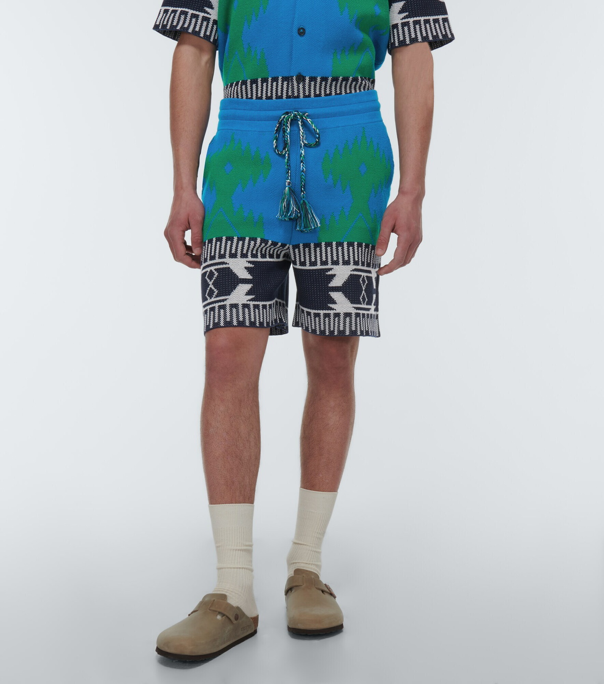 Alanui - Cotton Piquet Icon jacquard shorts