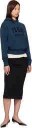 ANINE BING Navy Debbie Shrunken 'Paris' Hoodie