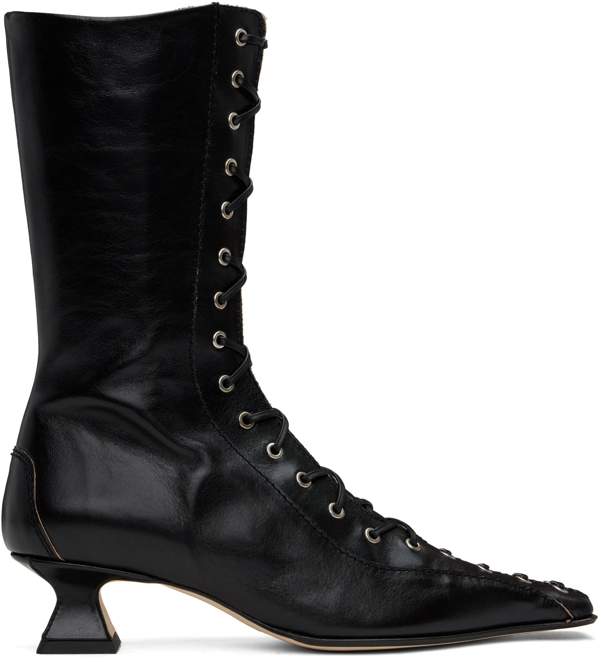Miista Black Emile Lace-Up Boots