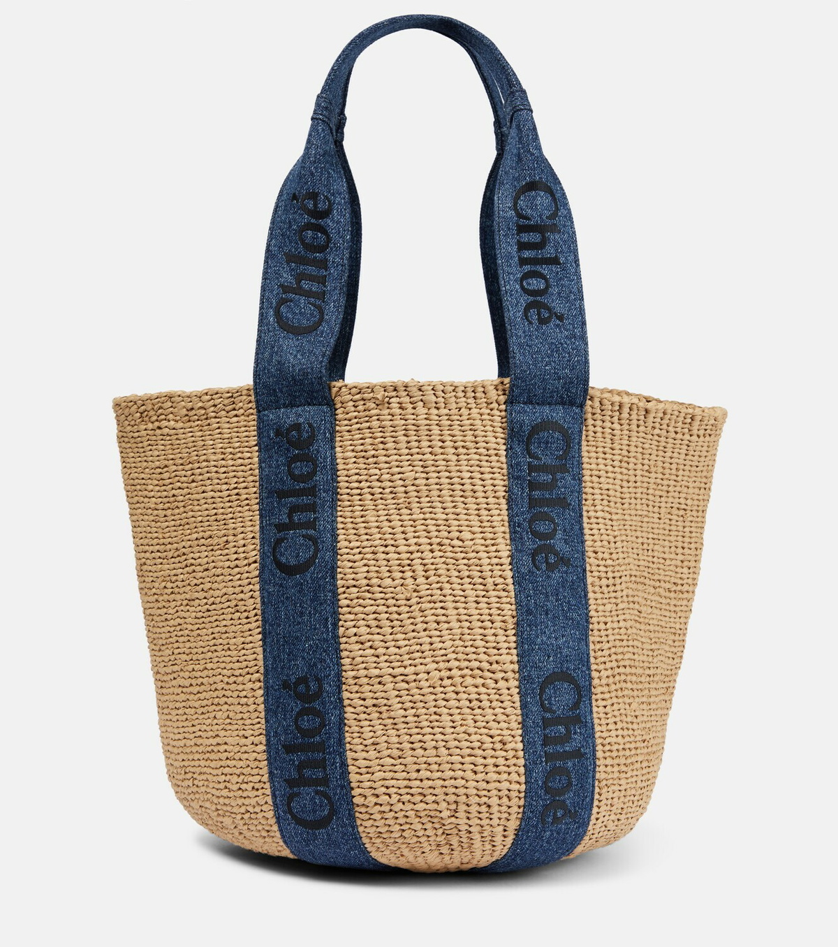 Chloé Woody Large denim-trimmed tote bag Chloe