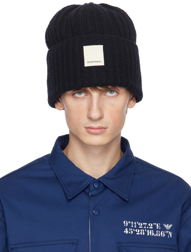 Photo: Emporio Armani Navy Patch Beanie