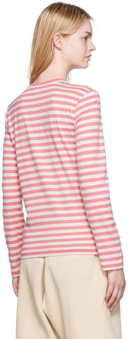 COMME des GARÇONS PLAY White & Pink Heart Patch Long Sleeve T-Shirt