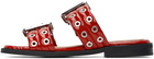 GANNI Red Feminine Buckle Two-Strap Sandals