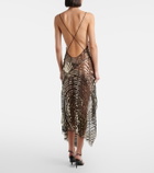 Pucci Asymmetric sequined tulle slip dress
