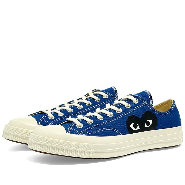 Photo: Comme des Garçons Play x Converse Chuck Taylor 1970s Ox Sneakers in Blue