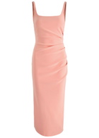 Bec & Bridge Karina Tuck Ruched Midi Dress Peach