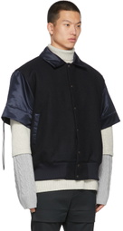 JERIH Navy Padded Varsity Jacket