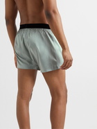 TOM FORD - Velvet-Trimmed Stretch-Silk Satin Boxer Shorts - Green