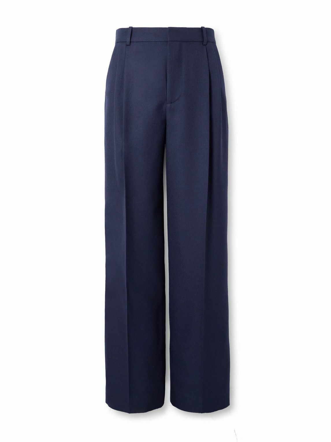 【新品未使用】LOEWE wide-leg twill trousers LOEWE - Wide-Leg Pleated Wool-Twill Trousers - Blue Loewe