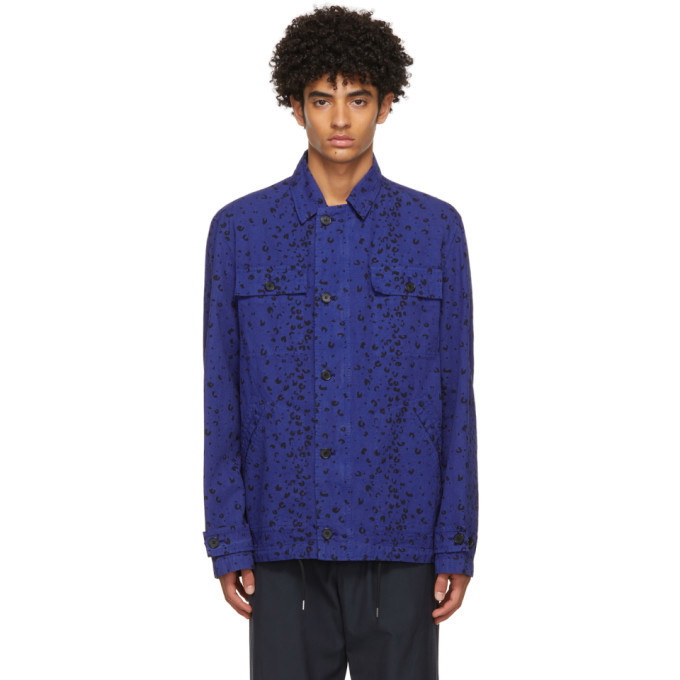 Kenzo Blue and Black Printed Workwear Jacket Kenzo