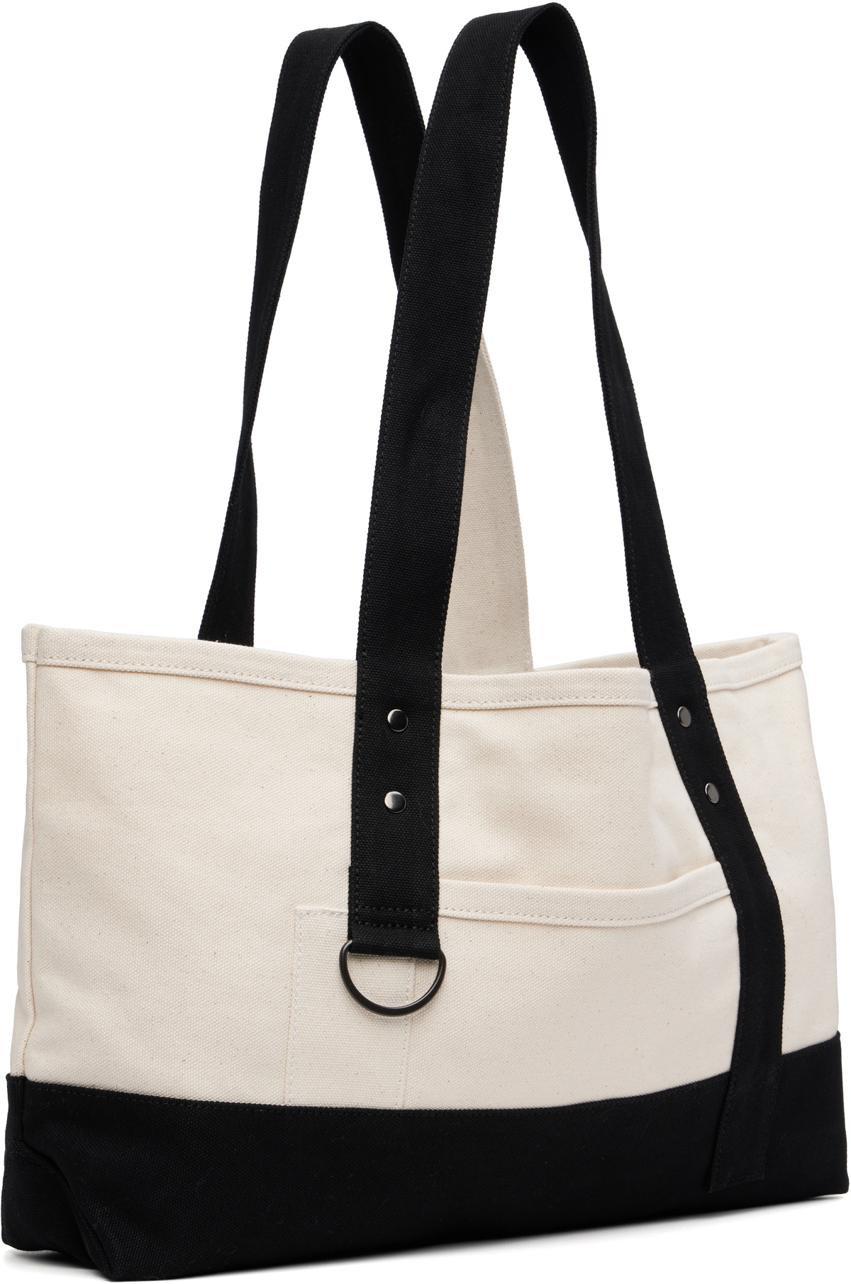Y's Off-White & Black Big Washer Canvas Tote