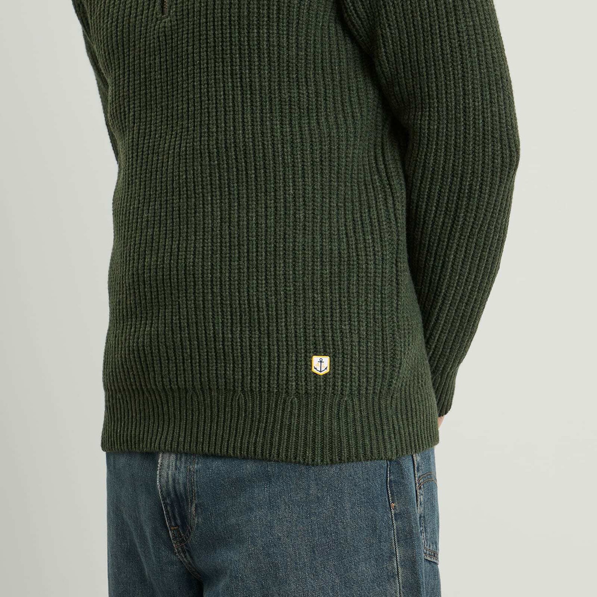 Armor-Lux Men's Half Zip Rib Knit Jumper in Chimera