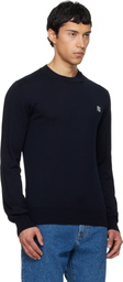 Balmain Navy Fine Silk & Cotton Sweater