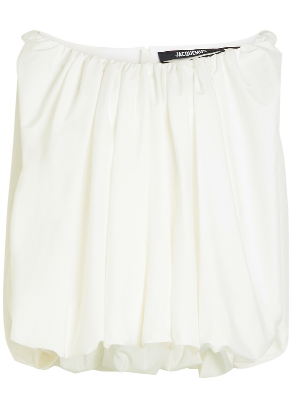 Photo: Jacquemus Le Top Lavande Draped Cotton-blend Poplin top White